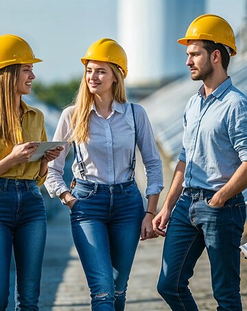 Solar energy professionals at a work site