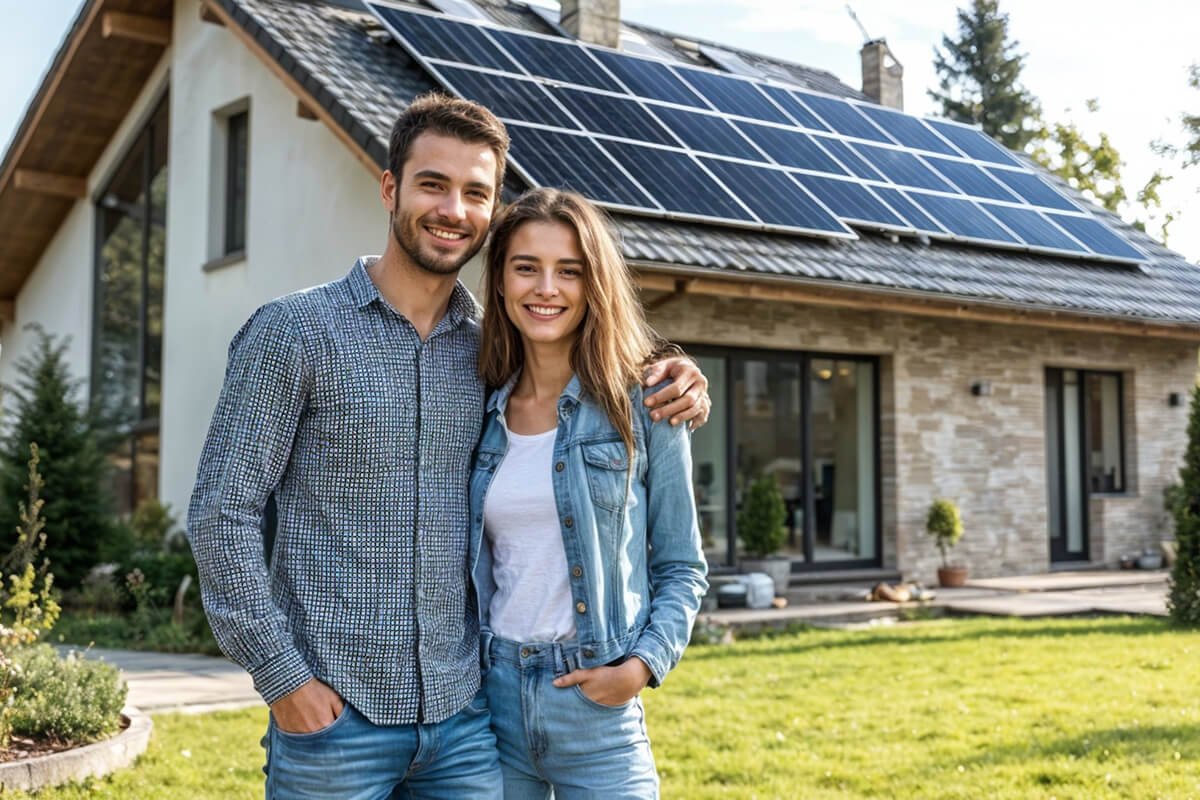 Rooftop solar panel installation